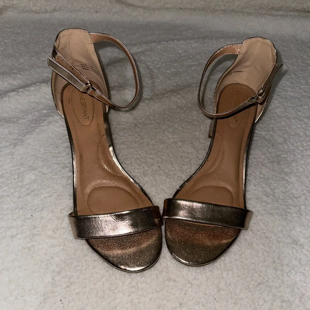 Lane Bryant Rose Gold Block Heel Ankle Strap Sandals Size 12W